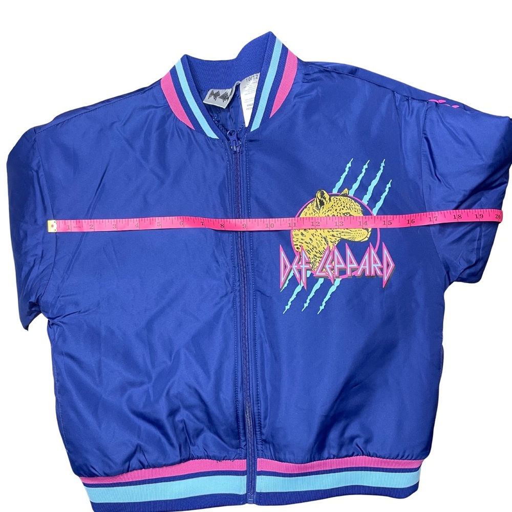 Def Leppard Blue and Pink Puffer Jacket with Ribbed Accents - Picture 7 of 10